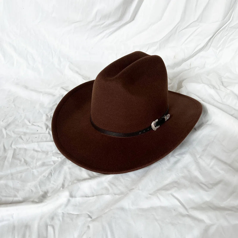 Chapéu Unissex Estilo Cowboy com Aba Larga e Design Retrô – (Promoção de Inverno 2025)
