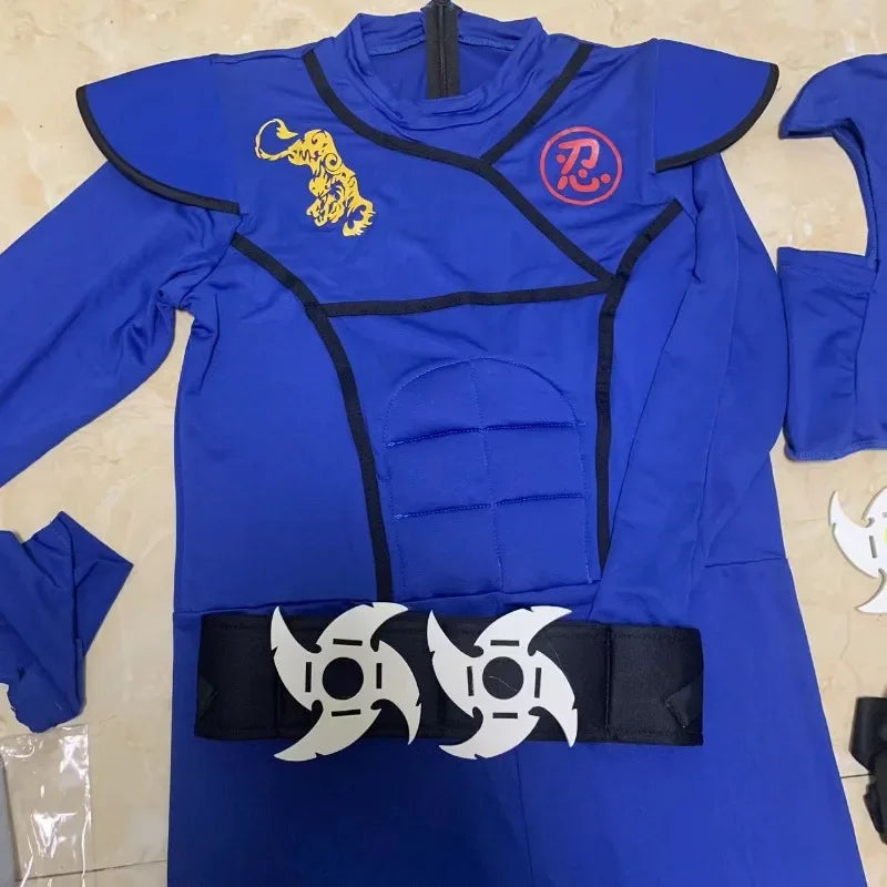 Fantasia Infantil Ninja Azul – Traje Samurai Guerreiro
