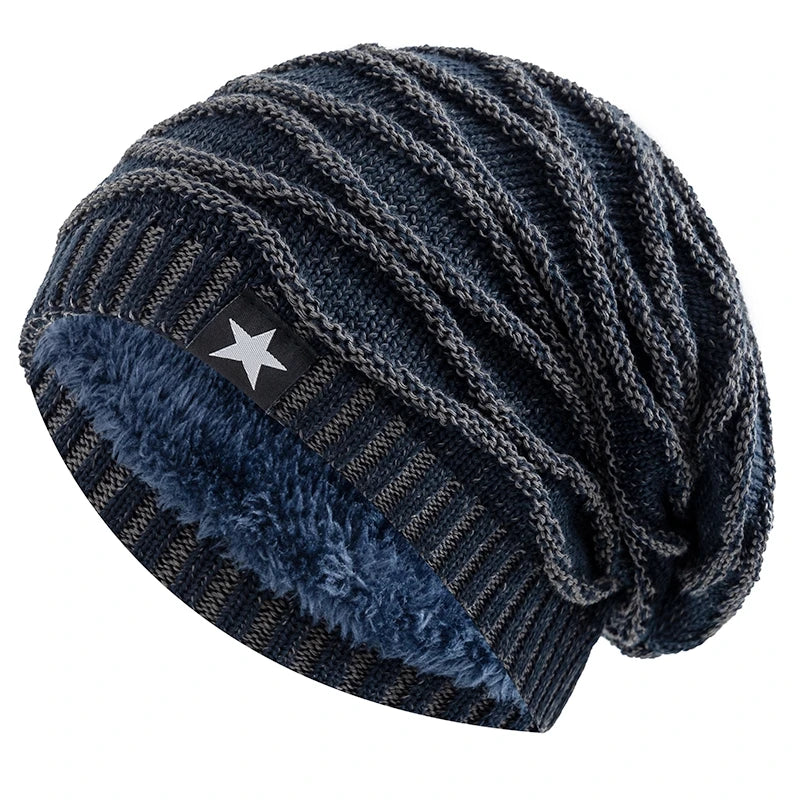 Gorro Unissex de Inverno com Forro Peluciado e Estrela Decorativa – (Promoção de Inverno 2025)