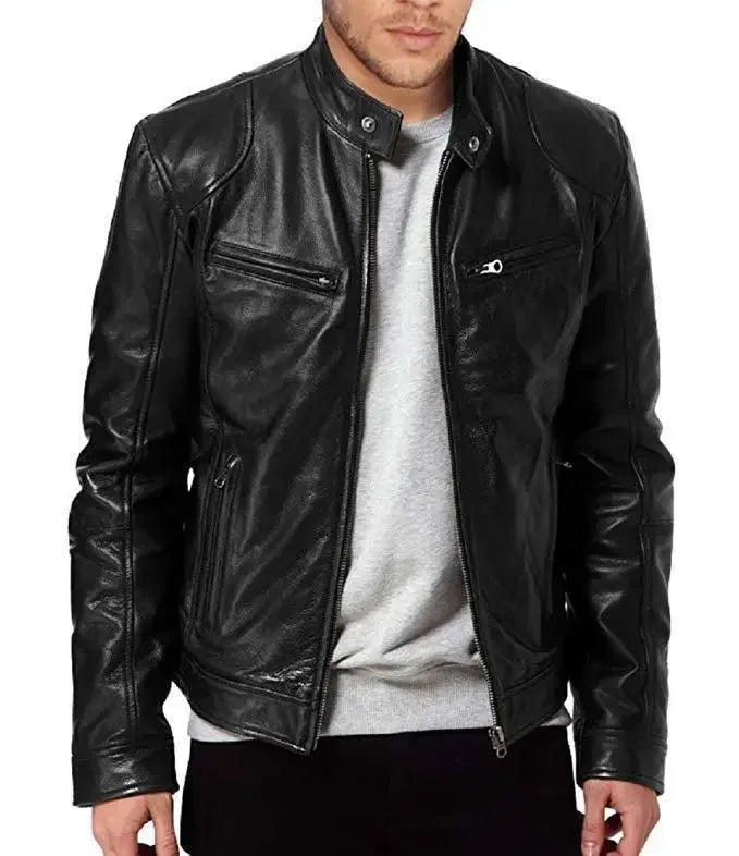 Jaqueta Masculina De Inverno Casual Elegante Com Ziper Gola Curta
