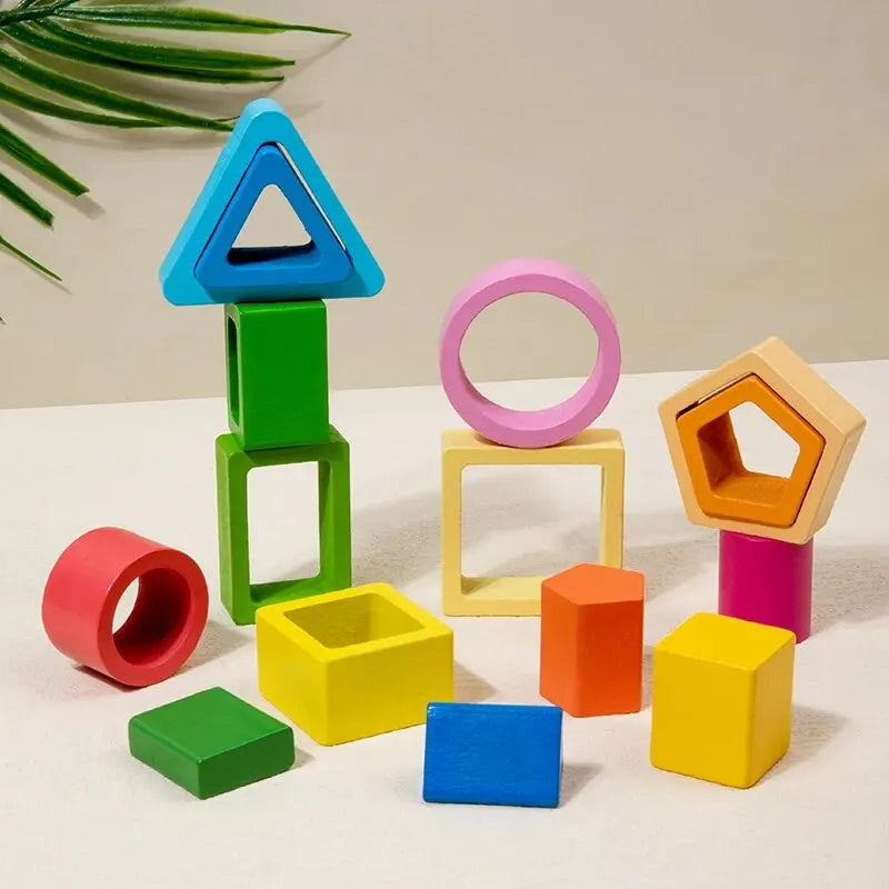 Brinquedo Montessori de Madeira – Jogo de Encaixe e Empilhamento Educativo Infantil