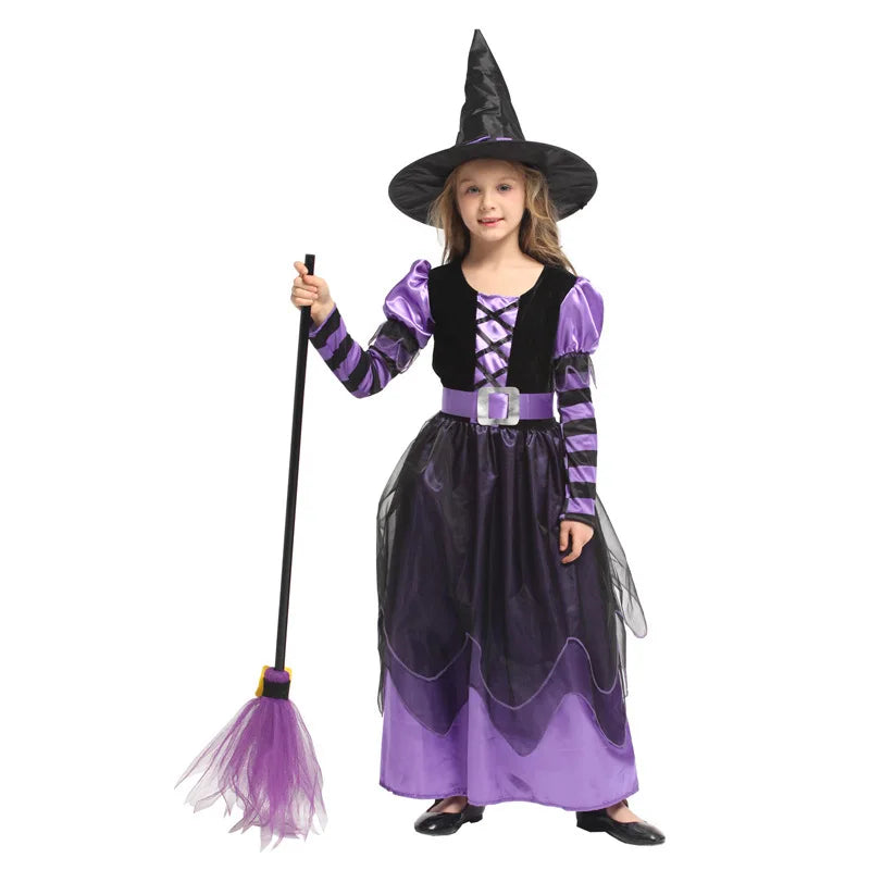 Fantasia de Feiticeira Roxa Infantil – Fantasia de Bruxa para Meninas