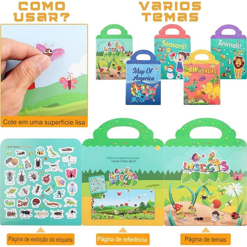 Álbum de Adesivos Reutilizáveis Temas Educativos - Infinito do Amor