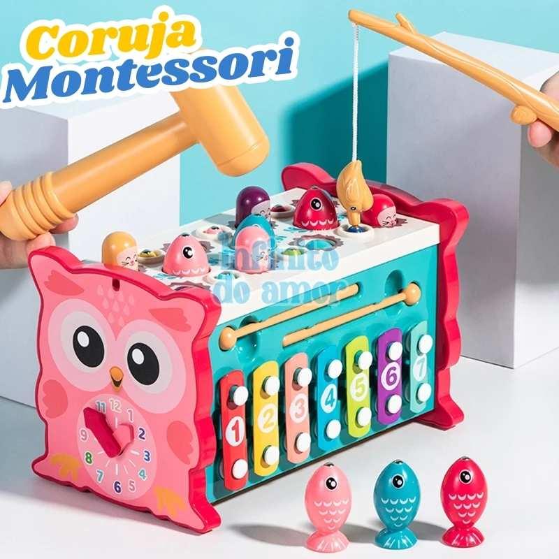 Coruja Montessori de Madeira Multi Atividades Cognitivas - Infinito do Amor