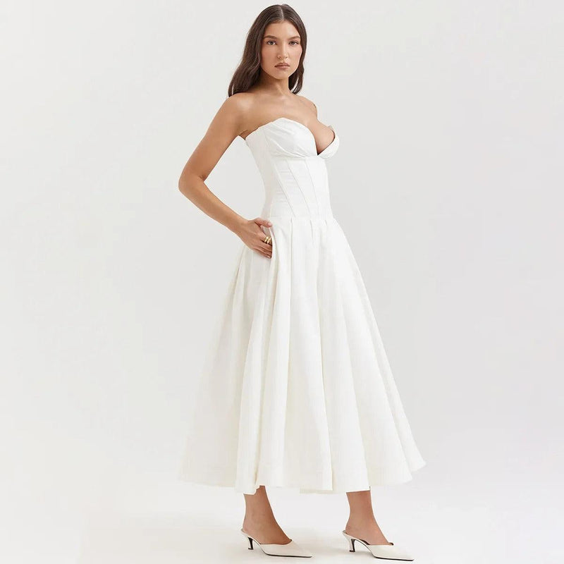 Vestido Midi Corset Elegante