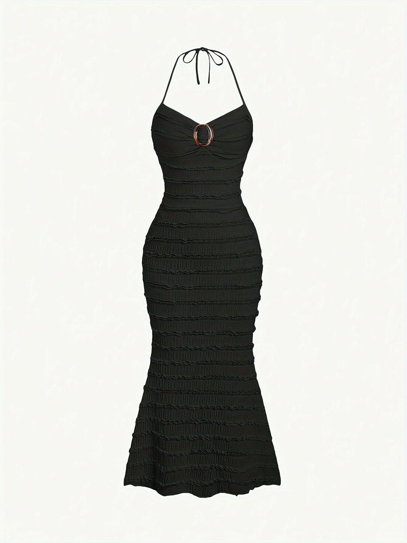 Vestido Longo Texturizado Elegante