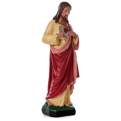 Imagem gesso pintada à mão Sagrado Coração de Jesus