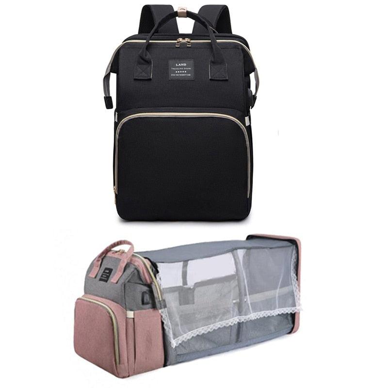 Mochila Bolsa Maternidade Que Vira Berço Premium Com Mosquiteiro - Infinito do Amor