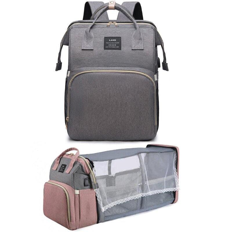 Mochila Bolsa Maternidade Que Vira Berço Premium Com Mosquiteiro - Infinito do Amor
