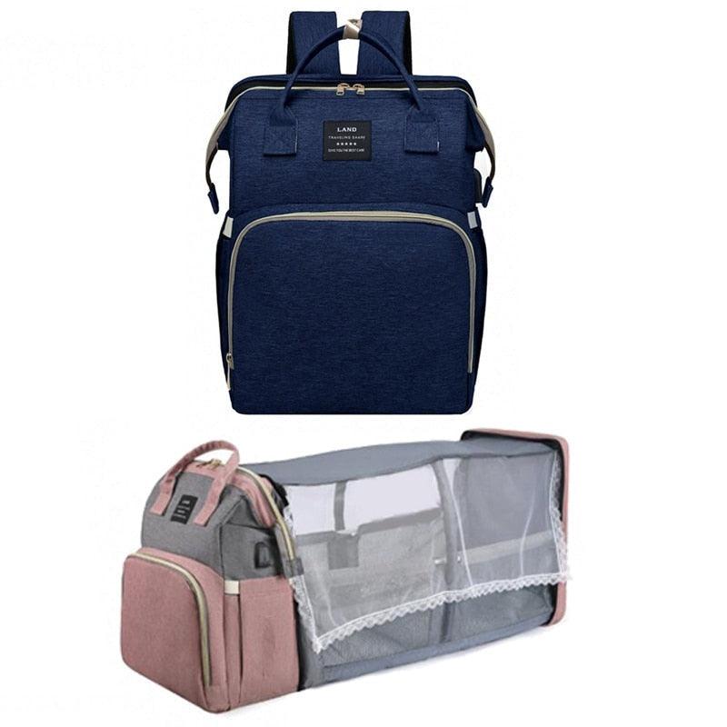 Mochila Bolsa Maternidade Que Vira Berço Premium Com Mosquiteiro - Infinito do Amor