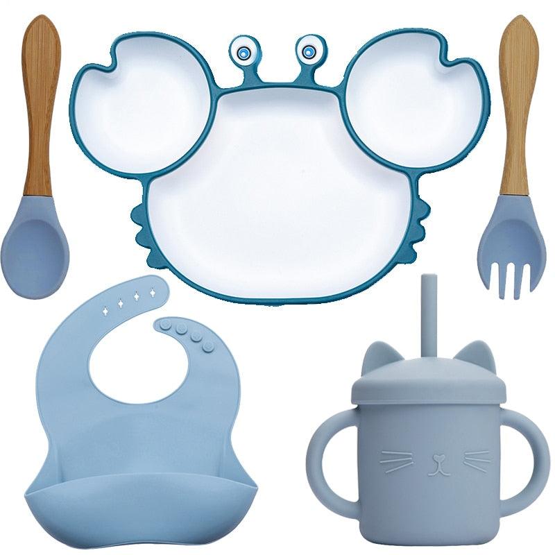 KIT CARANGUEJO 5 PEÇAS - Utensílios de Mesa para Alimentação Infantil - Infinito do Amor