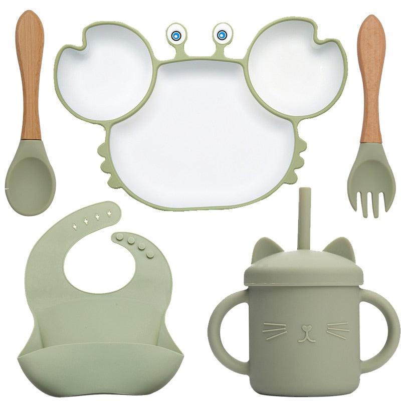 KIT CARANGUEJO 5 PEÇAS - Utensílios de Mesa para Alimentação Infantil - Infinito do Amor