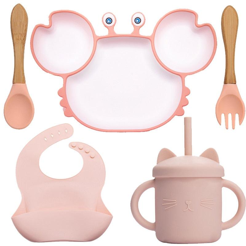 KIT CARANGUEJO 5 PEÇAS - Utensílios de Mesa para Alimentação Infantil - Infinito do Amor